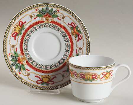 Merry Christmas Flat Cup & Saucer Set
