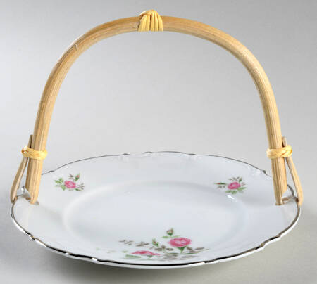 Moss Rose 5 3/8"-5 5/8" Bamboo Handled Serving Plate  HC