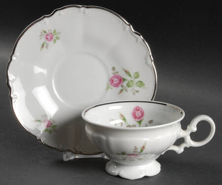 Moss Rose Footed Cup & Saucer Set by Hutschenreuther