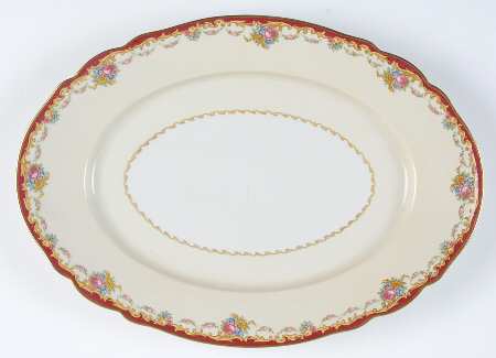 The Nanton White with Goldscroll 15" Oval Serving Platter