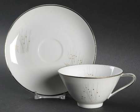 Norderney (Platinum Trim) Footed Cup & Saucer Set