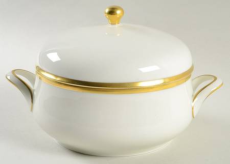 Olivia Gold Cream (Coupe) Round Covered Vegetable by Hutschenreuther