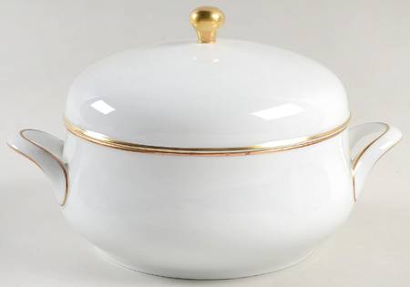 Olivia Gold White (Coupe) Round Covered Vegetable