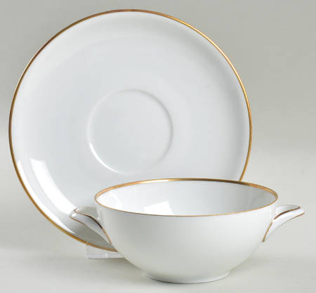 Olivia Gold White (Coupe) Flat Cream Soup Bowl & Saucer Set