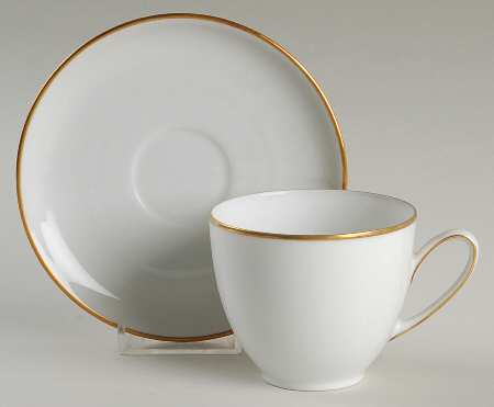 Olivia Gold White (Coupe) Flat Cup & Saucer Set