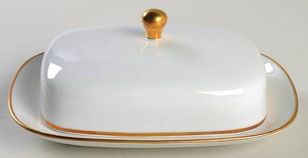 Olivia Gold White (Coupe) Square Covered Butter
