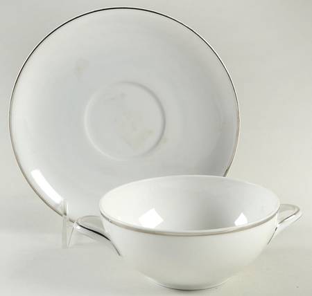 Olivia Platinum Flat Cream Soup Bowl & Saucer Set