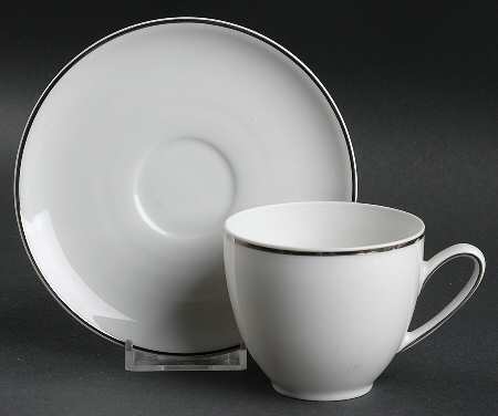Olivia Platinum Flat Cup & Saucer Set