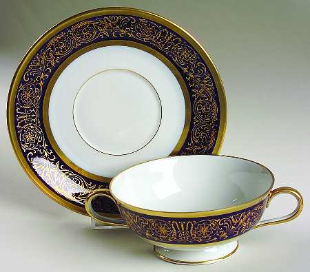Pembroke Cobalt Blue Footed Cream Soup Bowl & Saucer Set