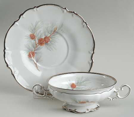 The Pine Footed Cream Soup Bowl & Saucer Set