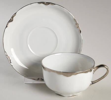 Platinum White Flat Cup & Saucer Set
