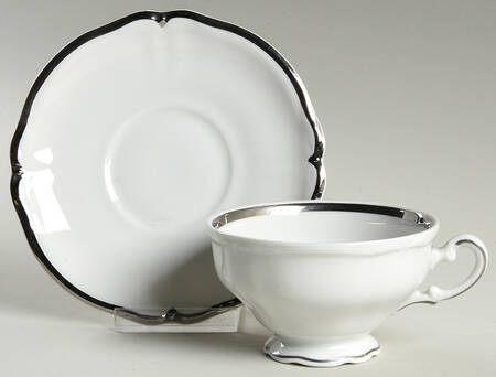 Baroque Platinum Footed Cup & Saucer Set