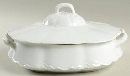 Racine (All White) Oval Covered Vegetable