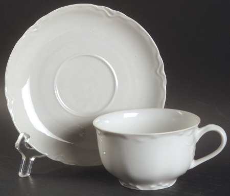 Racine (All White) Flat Cup & Saucer Set