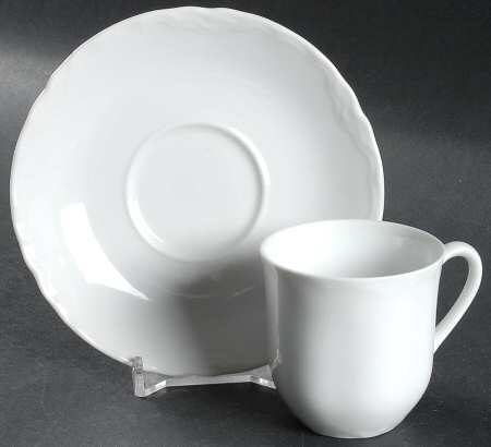 Racine (All White) Flat Demitasse Cup & Saucer Set