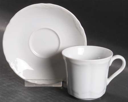 Racine (All White) Flat Cup & Saucer Set