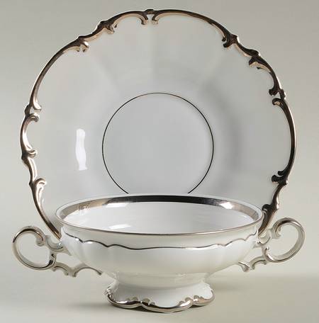Revere (White) Footed Cream Soup Bowl & Saucer Set