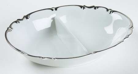 Revere (White) 10" Oval Divided Vegetable Bowl