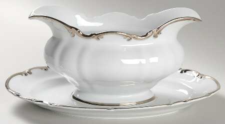 Revere (White) Gravy Boat with Attached Underplate