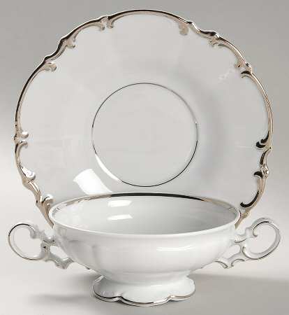 Revere (White) Footed Cream Soup Bowl & Saucer Set