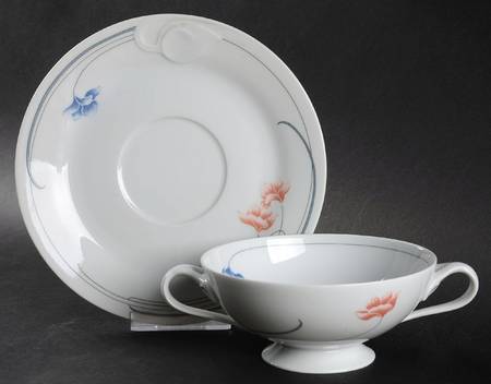 St. Michel Footed Cream Soup Bowl & Saucer Set