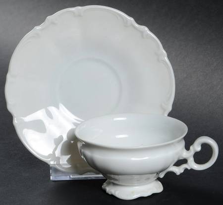 Sylvia (All White, No Trim) Footed Demitasse Cup & Saucer Set