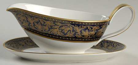 Warwick Cobalt Gravy Boat with Attached Underplate
