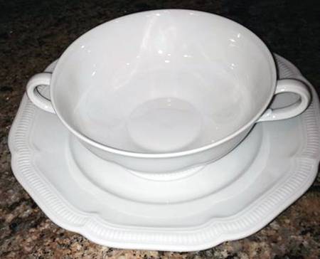 Weimar White Footed Cream Soup Bowl & Saucer Set