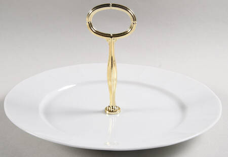 White Diamant Round Serving Plate with Center Handle (Dp) Hc