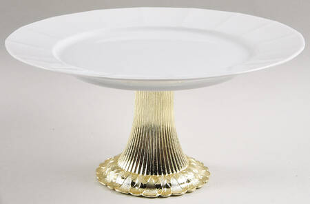 White Diamant Cake Stand with 4"-5" Metal Pedestal  Hc