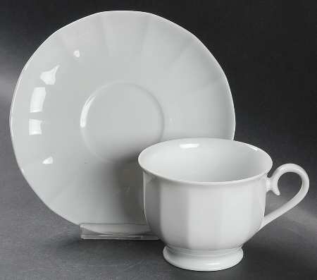 White Diamant Footed Cup & Saucer Set