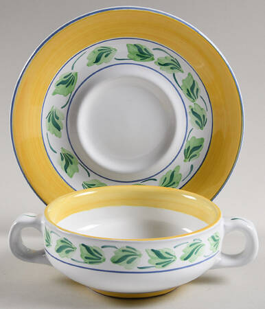 Crispin Flat Cream Soup Bowl & Saucer Set by Herend Village