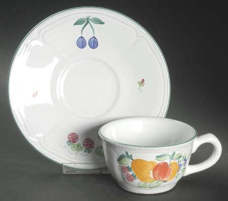 Fancy Fruits Flat Cup & Saucer Set