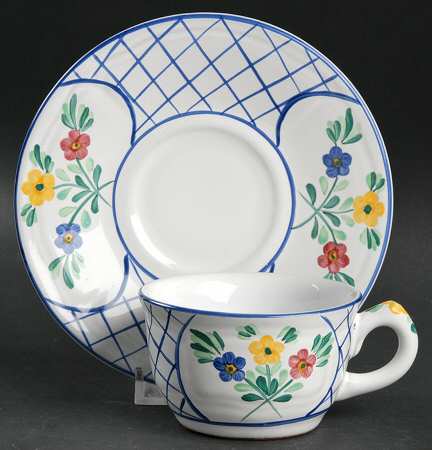 Lattice Hill Flat Demitasse Cup & Saucer Set