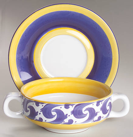Splash Flat Cream Soup Bowl & Saucer Set