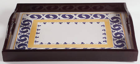Splash Wood Rectangular Handled Tray