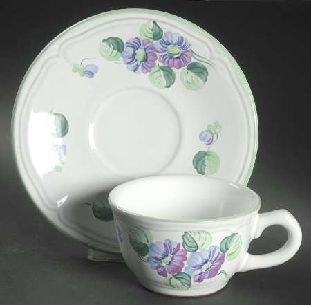 Violets Flat Cup & Saucer Set