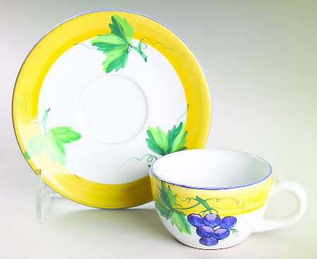 Village Vineyard Flat Demitasse Cup & Saucer Set