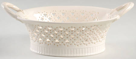 Creamware Pierced 9" Open Weave Fruit Basket