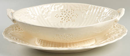 Creamware Pierced 2-Piece Drain Set