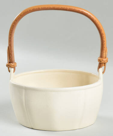 Creamware Pierced Wicker Handled Basket No Pierced Lid