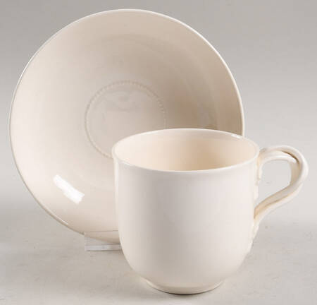 Creamware Pierced Chocolate Cup & Saucer Set