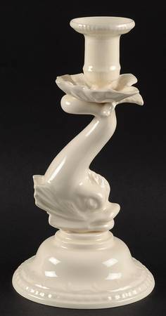 Creamware Pierced Dolphin Candlestick
