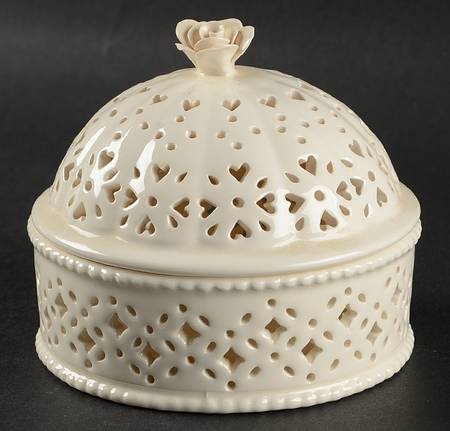 Creamware Pierced Pierced Candy Dish & Lid