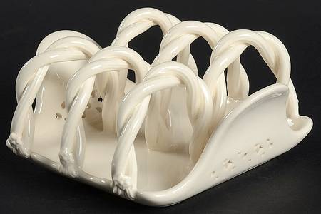 Creamware Pierced 3-Slice Toast Server