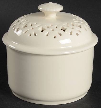 Creamware Pierced Butter Tub & Lid