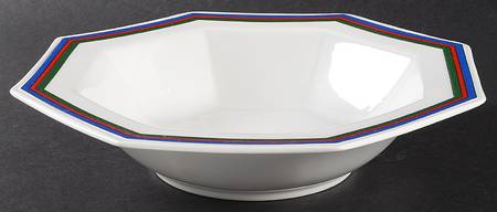 French Stripes Red 10" Round Vegetable Bowl