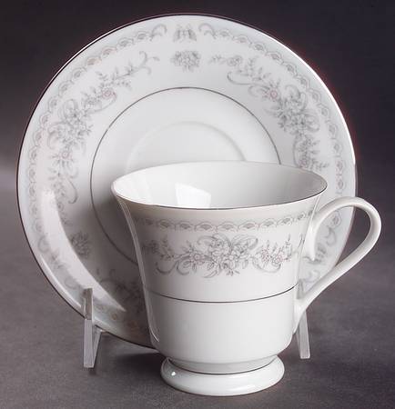 Misty Blue Footed Cup & Saucer Set