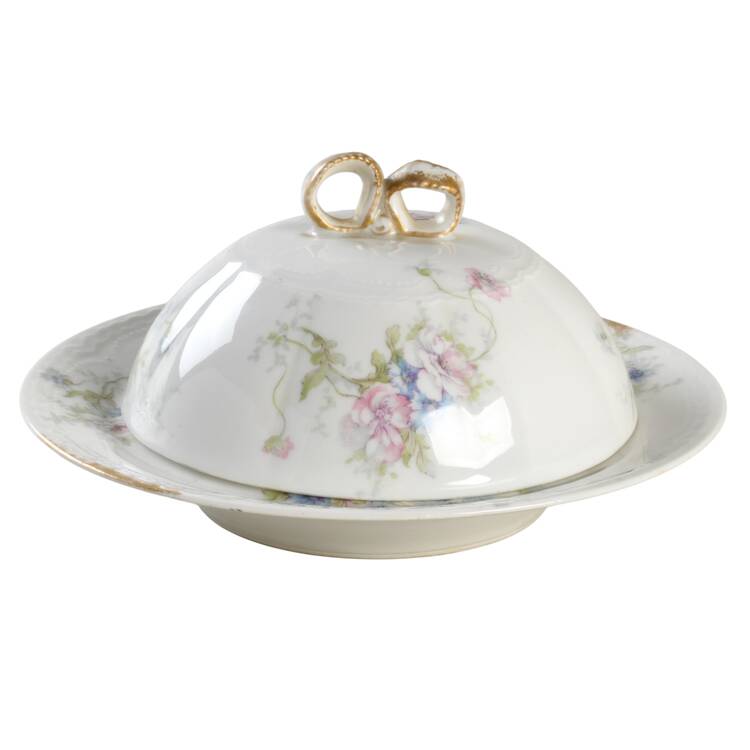 Schleiger 156c Round Covered Butter with Strainer
