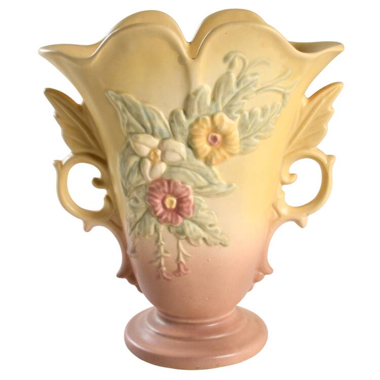 Wild Flower Yellow Rose 8" Handled Vase